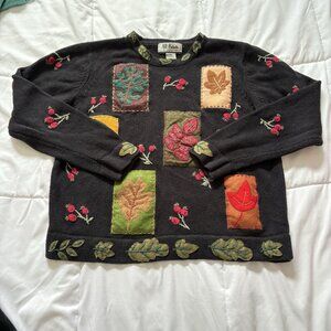 Vintage 90s Y2K Fall Autumn Sweater Womens Size Medium Pumpkin Harvest Teacher